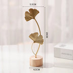 Golden Ginkgo Leaf Metal Figurine – Decorative Sculpture for Home Office Decor