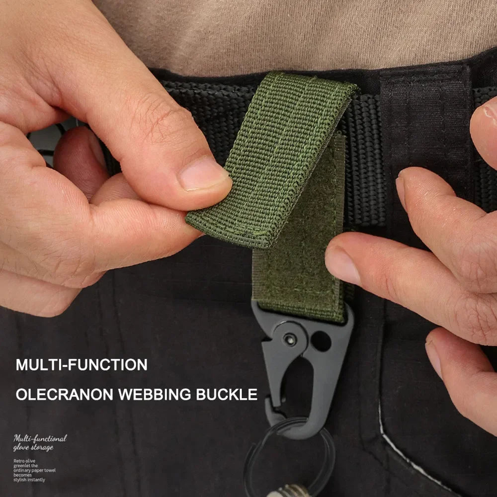 Tactical Nylon Webbing Carabiner – Heavy Duty Keychain for Outdoor Camping