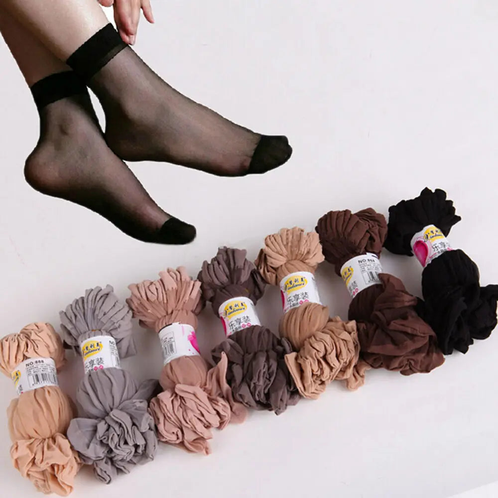 Ultrathin Crystal Nylon Ankle Socks – Sheer Summer Hosiery for Women