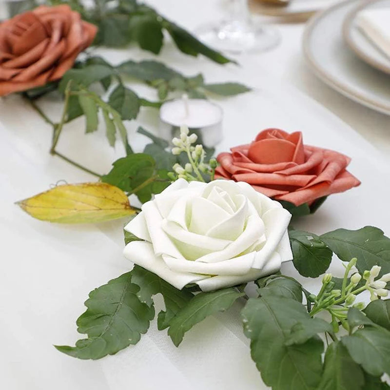 Artificial Rose Flowers – Stemmed Fake Roses for Wedding Bouquets and Decor