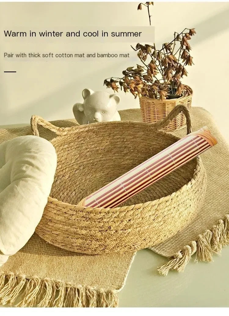 Handmade Woven Vine Cat Bed – Washable Seasonal Pet Nest for Winter Comfort