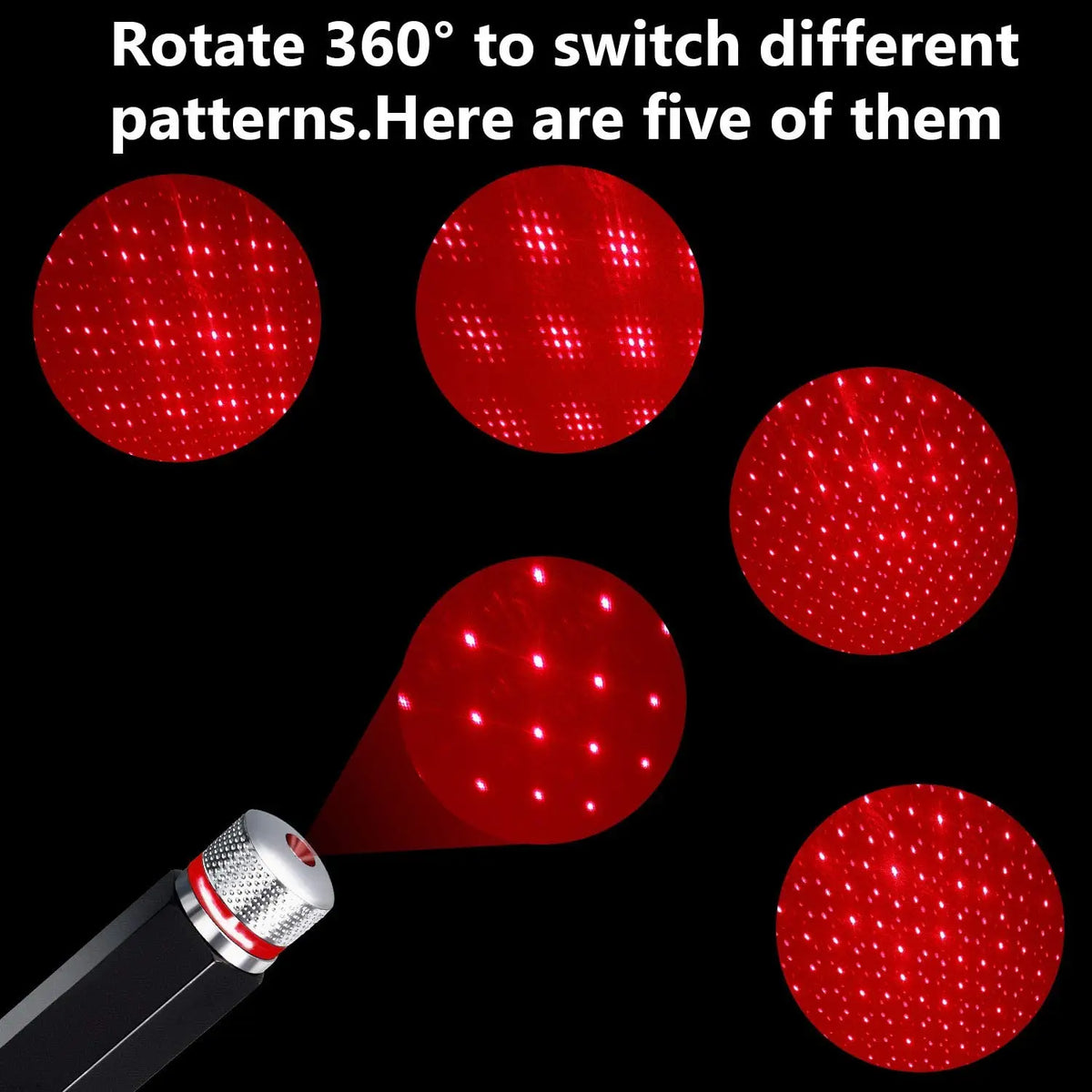 USB LED Star Projector – Adjustable Galaxy Atmosphere Lamp for Car Interior