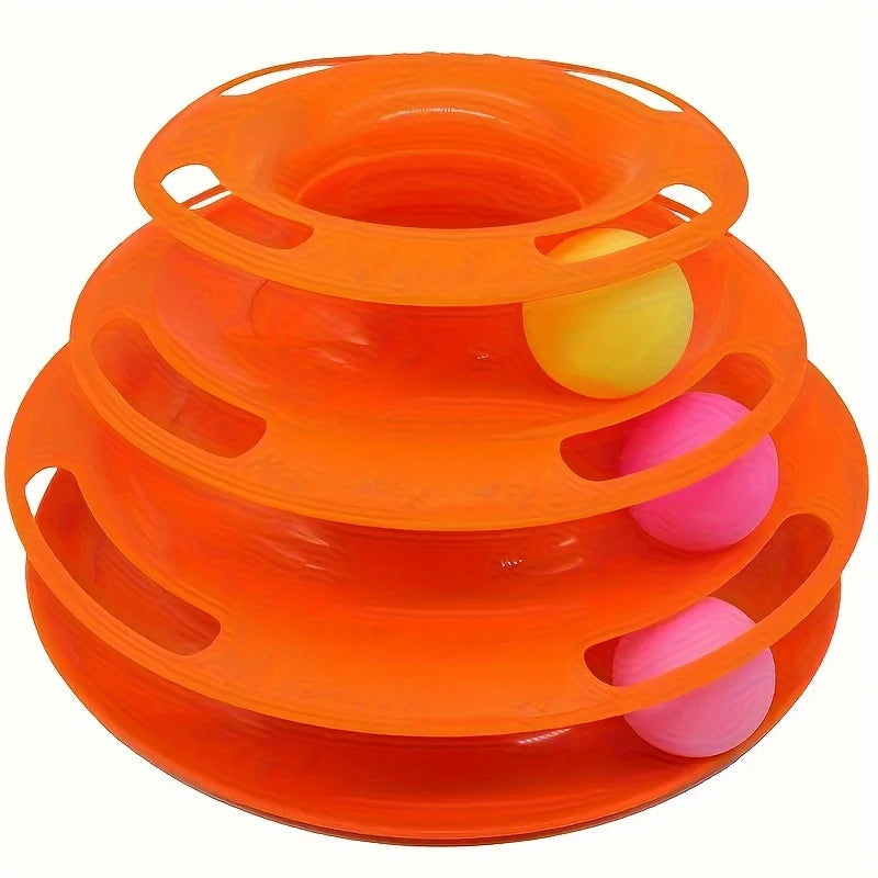 Interactive 3-Layer Cat Toy Tower – Puzzle Game for Mental and Physical Exercise