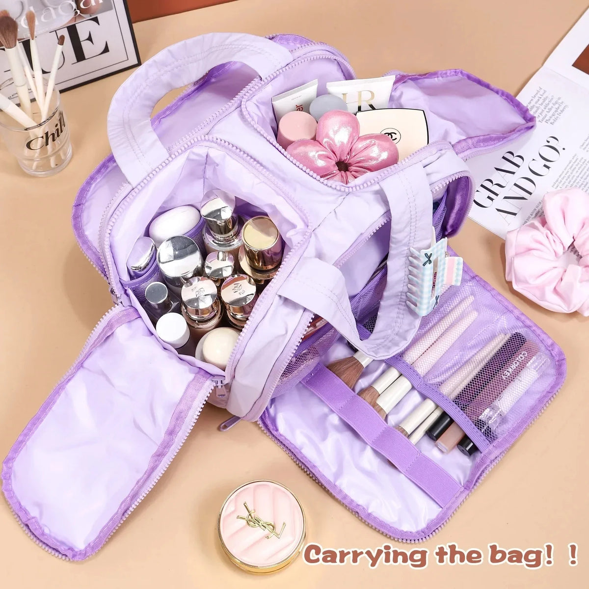 Portable Travel Makeup Bag – Large Capacity Organizer for Cosmetic Storage