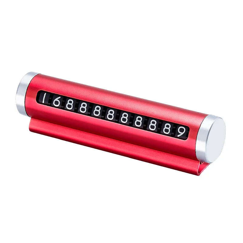 Rotating Metal Parking Number Plate – Aluminum Auto Dashboard Contact Sign