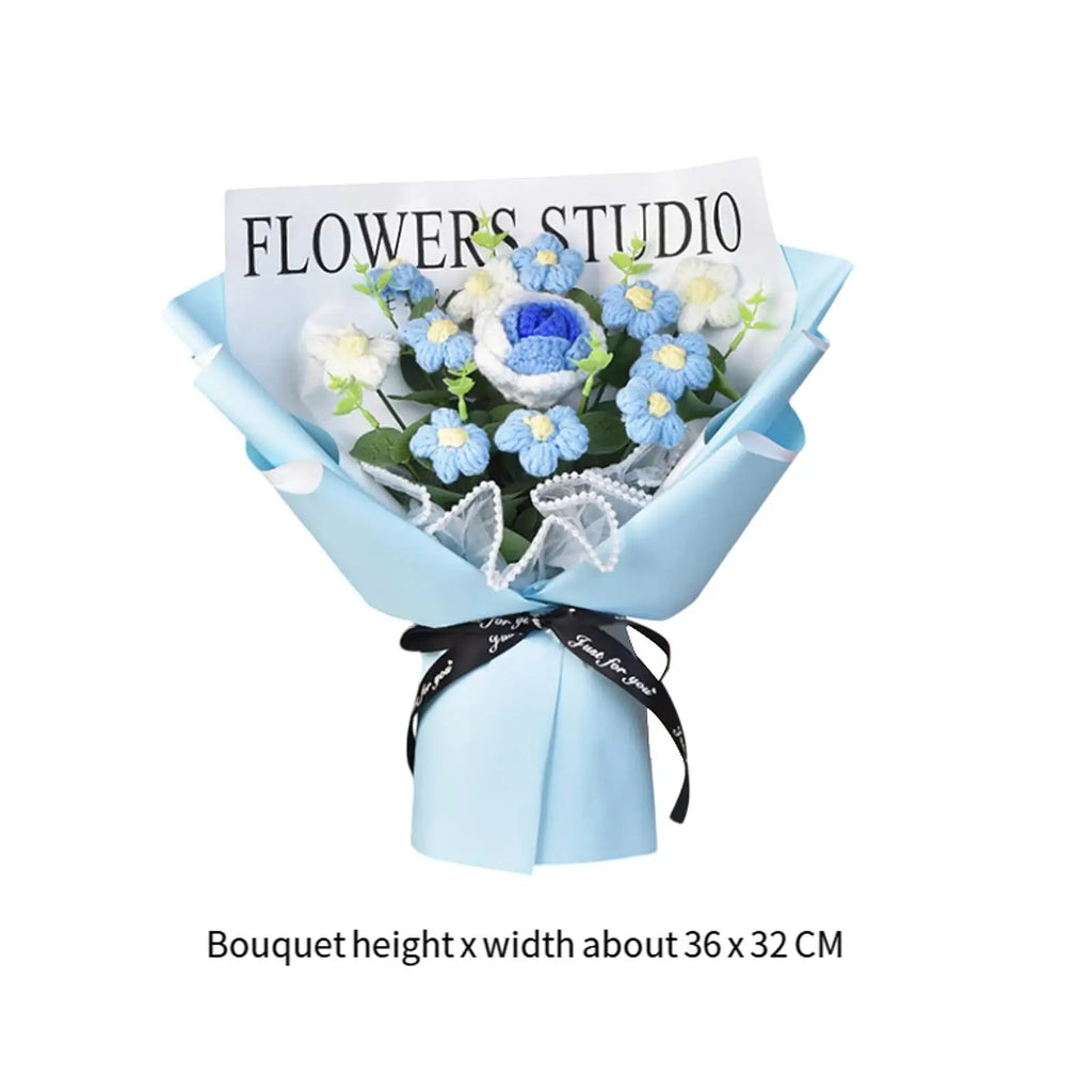 Handmade Crochet Flower Bouquet – Knitted Floral Decor for Gift Giving