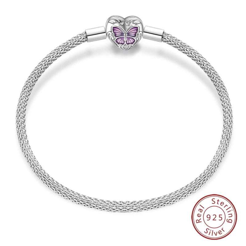 925 Sterling Silver Charm Bracelet – Adjustable Green Zircon for Birthday Gifts