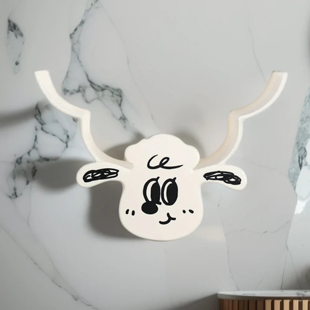 Sheep Toilet Paper Holder – Wall Mounted Metal Organizer for Bathroom Decor