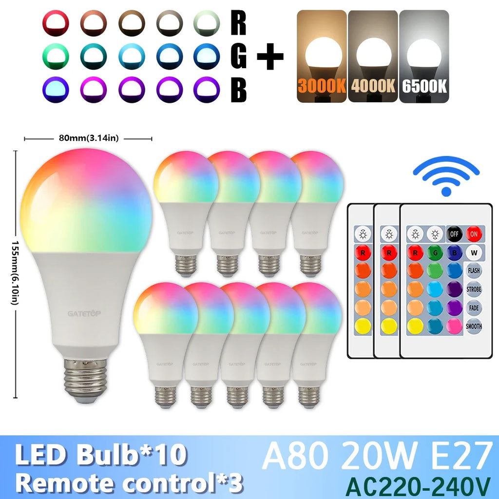 RGB LED Light Bulb – Dimmable 16 Color Remote for Home Bedroom Decor