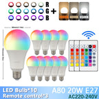 RGB LED Light Bulb – Dimmable 16 Color Remote for Home Bedroom Decor