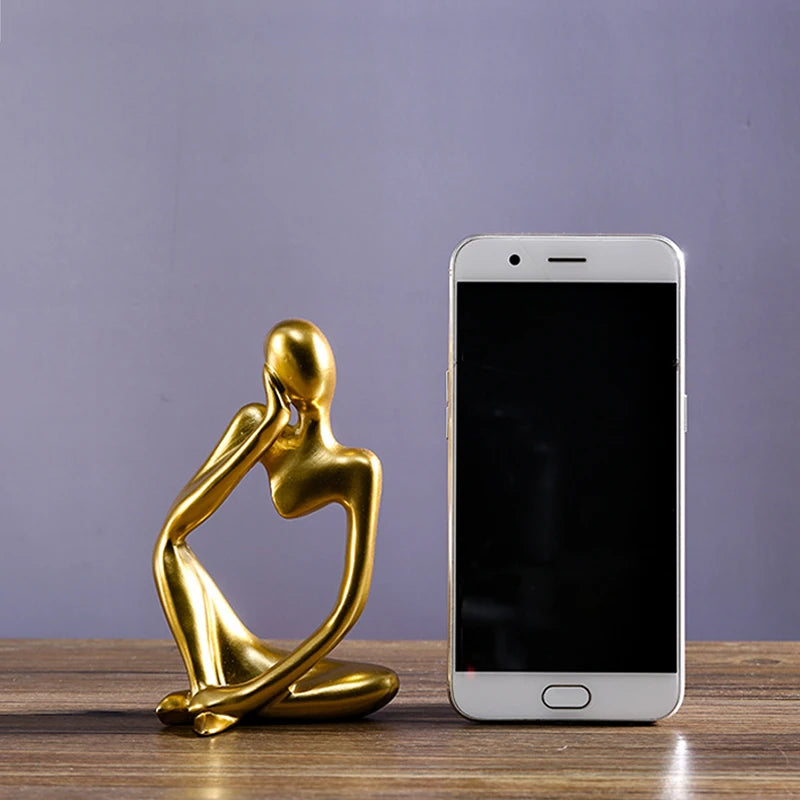 Abstract Figure Sculpture – Minimalist Resin Ornament for Modern Home Decor