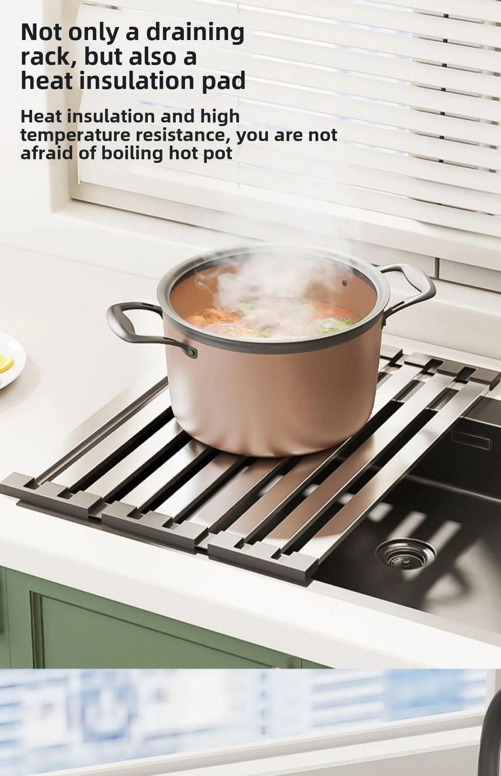 Stainless Steel Roll Up Drain Rack – Foldable Kitchen Dish Drying Basket