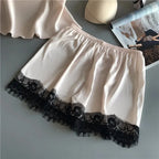 Lace V-Neck Pajama Set – Sexy Satin Sleepwear for Women