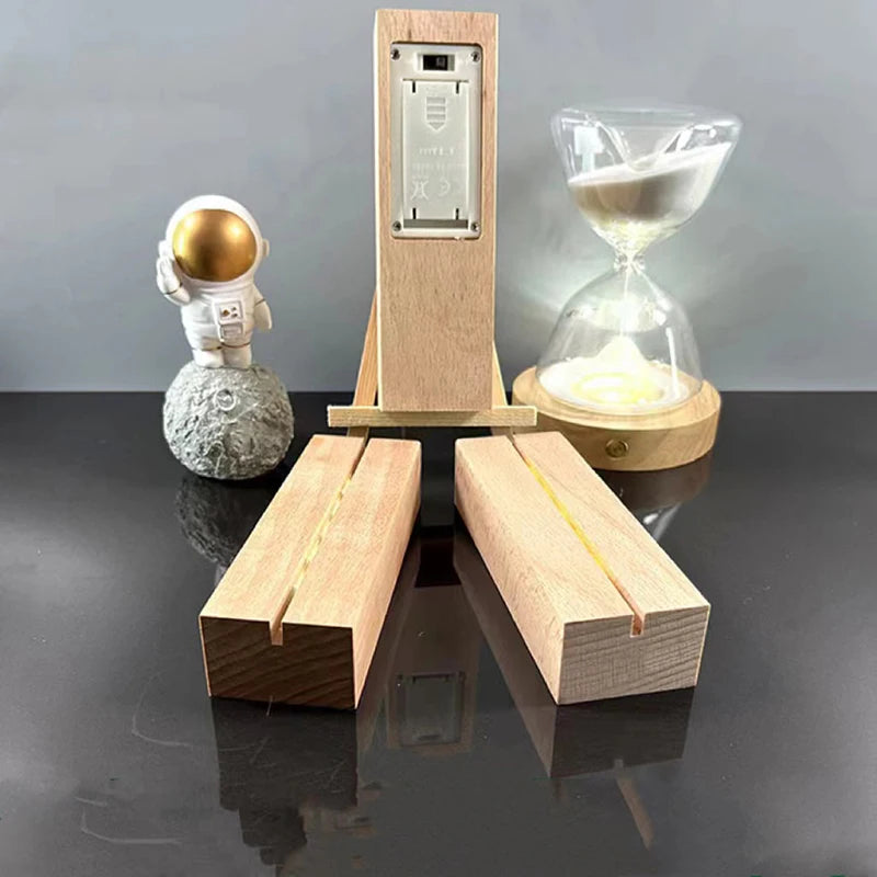 Wooden LED Display Stand – 5mm Warm Light Base for Acrylic Signage
