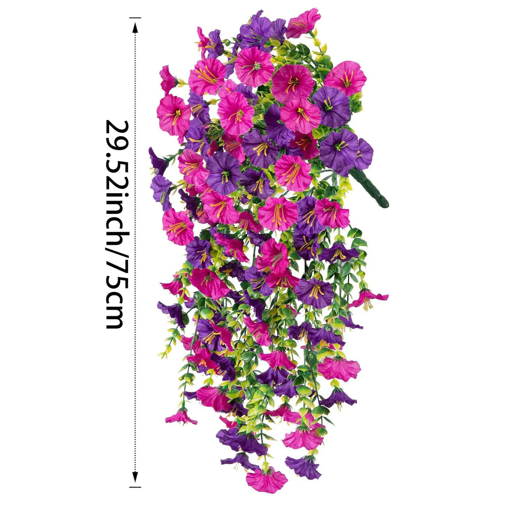 Artificial Morning Glory and Eucalyptus Vine – UV-Resistant Home Wall Decor