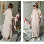 Plus Size Striped Pajama Dress – Short-Sleeved Cartoon Sleepwear for Women