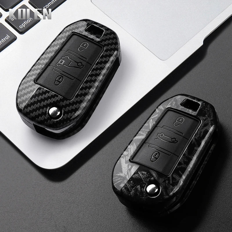 Carbon Fiber Car Key Case – Protective Fob Cover for Peugeot and Citroen