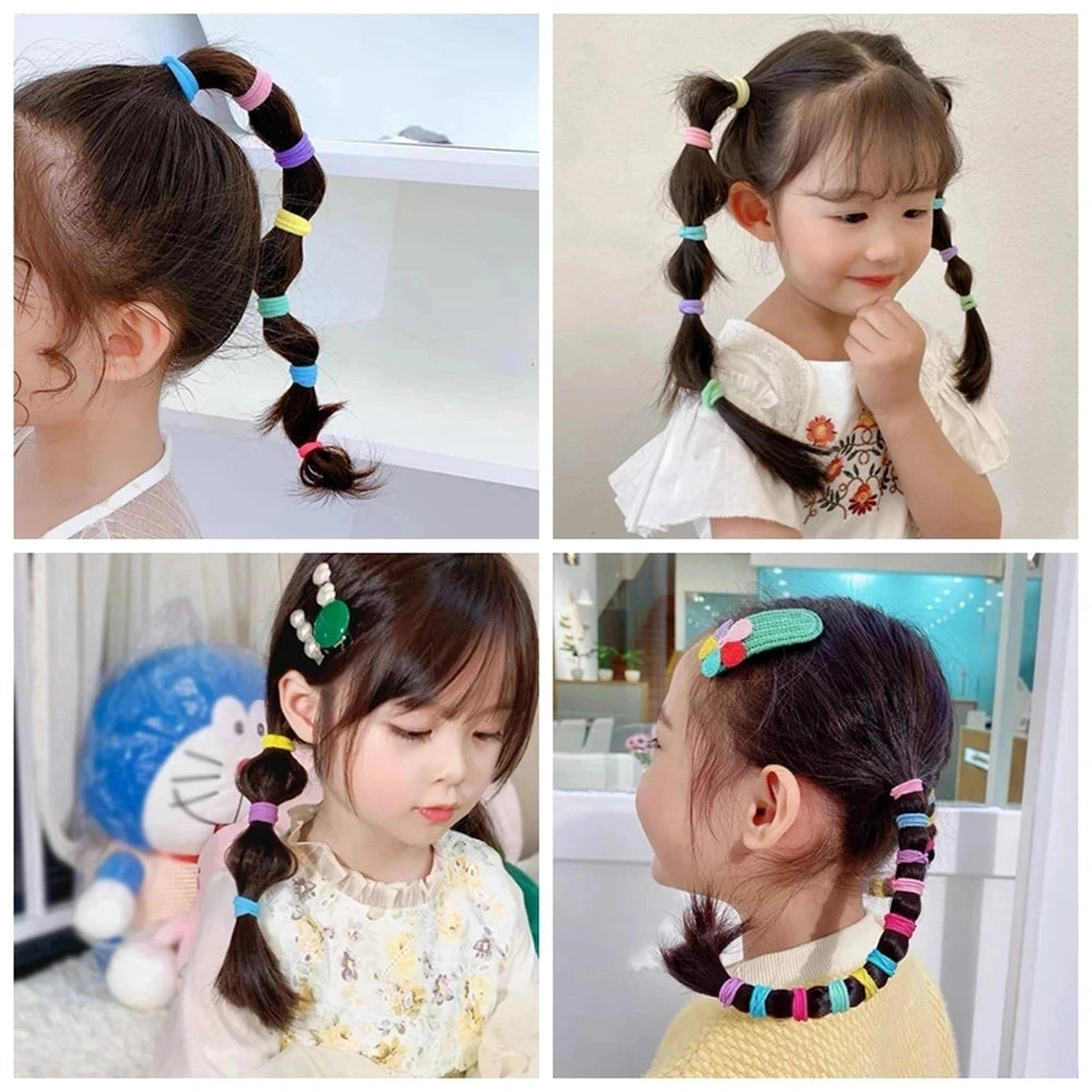 Colorful Nylon Hair Ties – Elastic Ponytail Holders for Kids Hair Styling