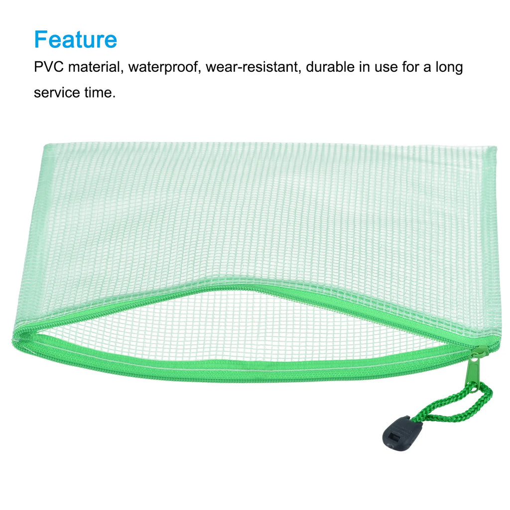Waterproof Mesh Zipper Pouches – PVC Document File Bags for Office Stationery