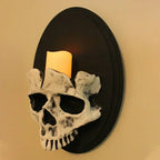 Gothic Skeleton Candlestick Pendant – Resin Wall Art for Home Decor