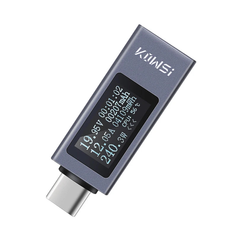 Digital USB-C Power Tester – Voltage and Current Monitor for Battery Testing