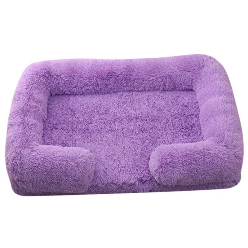 Plush Rectangular Dog Bed – Washable Fluffy Pet Cushion for Small to Large Dogs