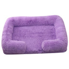 Plush Rectangular Dog Bed – Washable Fluffy Pet Cushion for Small to Large Dogs