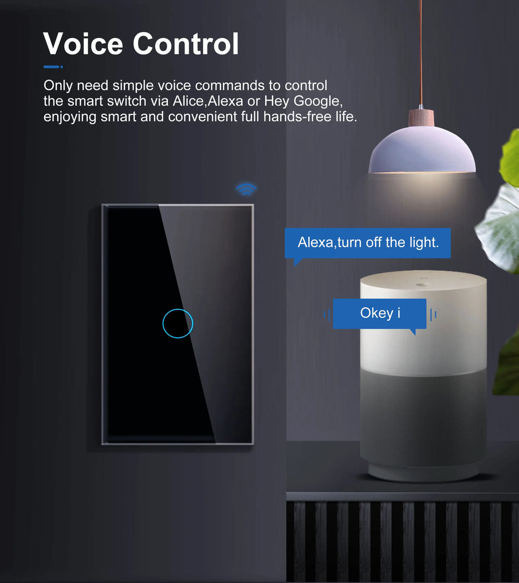 Smart Wifi Touch Light Switch – No Neutral Wire Required for Home Automation
