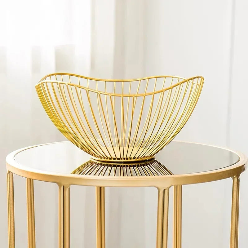 Modern Iron Fruit Basket – Decorative Wire Storage Bowl for Home Kitchen