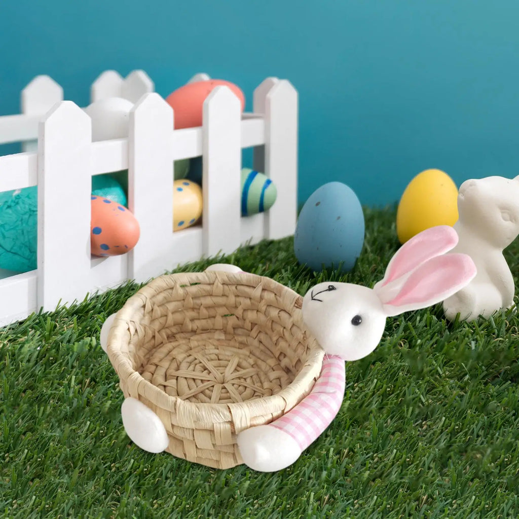 Miniature Easter Bunny Basket – Reusable Decorative Storage for Holiday Decor