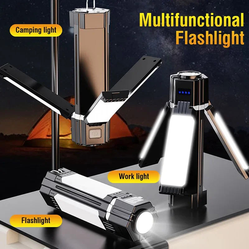 Rechargeable LED Camping Lantern – Foldable Work Light for Outdoor Emergency