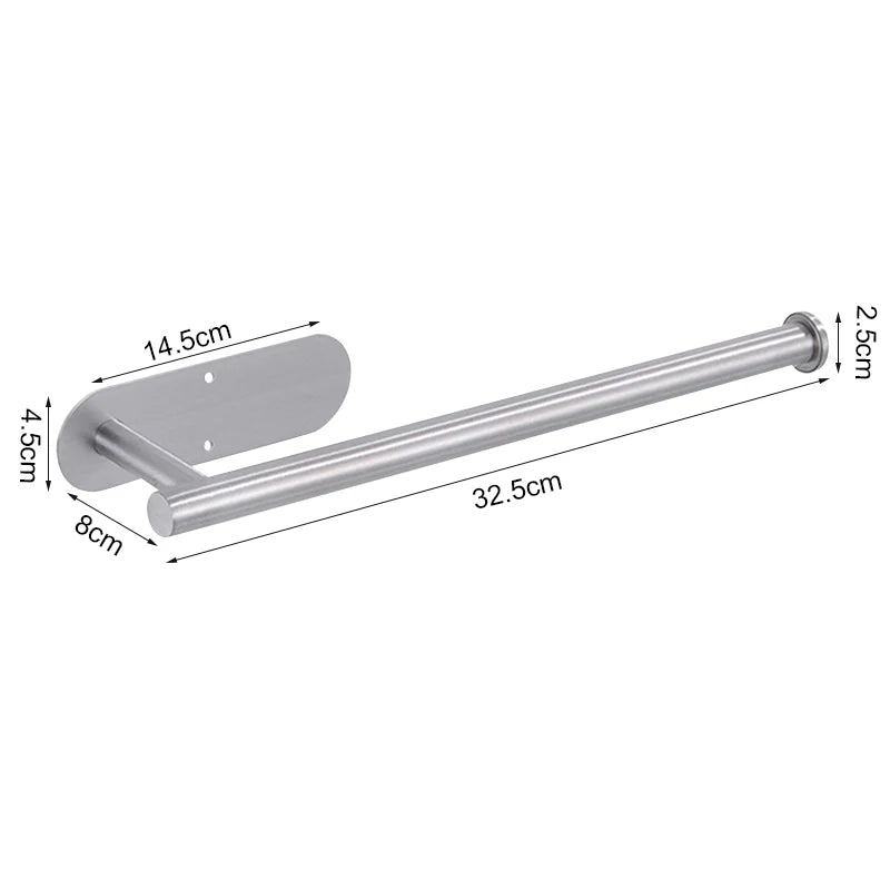 Stainless Steel Paper Towel Holder – Adhesive Wall Mount for Kitchen
