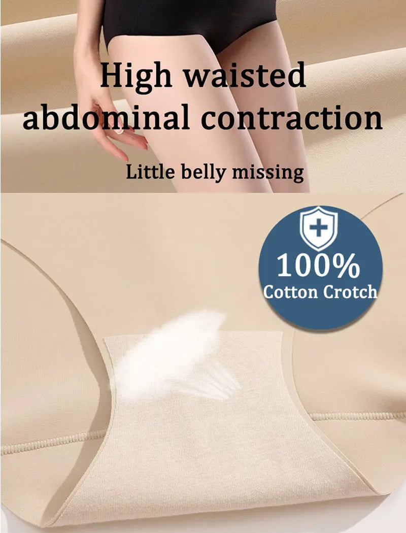 Seamless High Waist Shapewear – Ice Silk Tummy Control Panties for Women