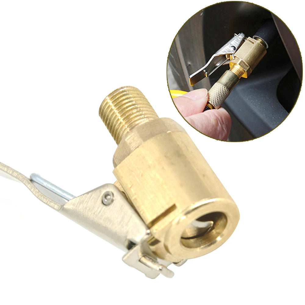 Brass Tire Inflator Chuck – 8mm Clip-On Air Pump Adapter for Vehicle Repair