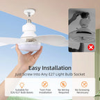Silent Ceiling Fan Light – Remote Controlled E27 Lamp for Bedroom Living Room