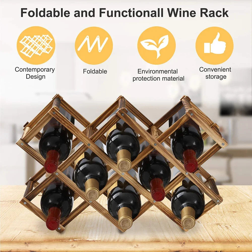 Wooden Stackable Wine Racks – Modular Storage Shelves for Home Bar Decor