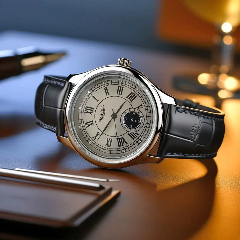 Luxury Leather Quartz Wristwatch – Waterproof Business Accessory for Men