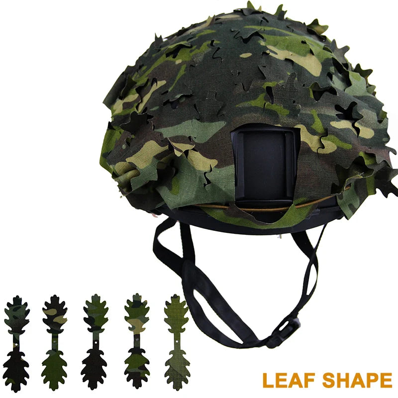 3D Camo Mesh Helmet Cover – Laser Cut Leaf Accessory for Airsoft and Hunting