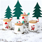 Ceramic Christmas Tree Mug – Festive Coffee Cup with Lid and Spoon for Gifts
