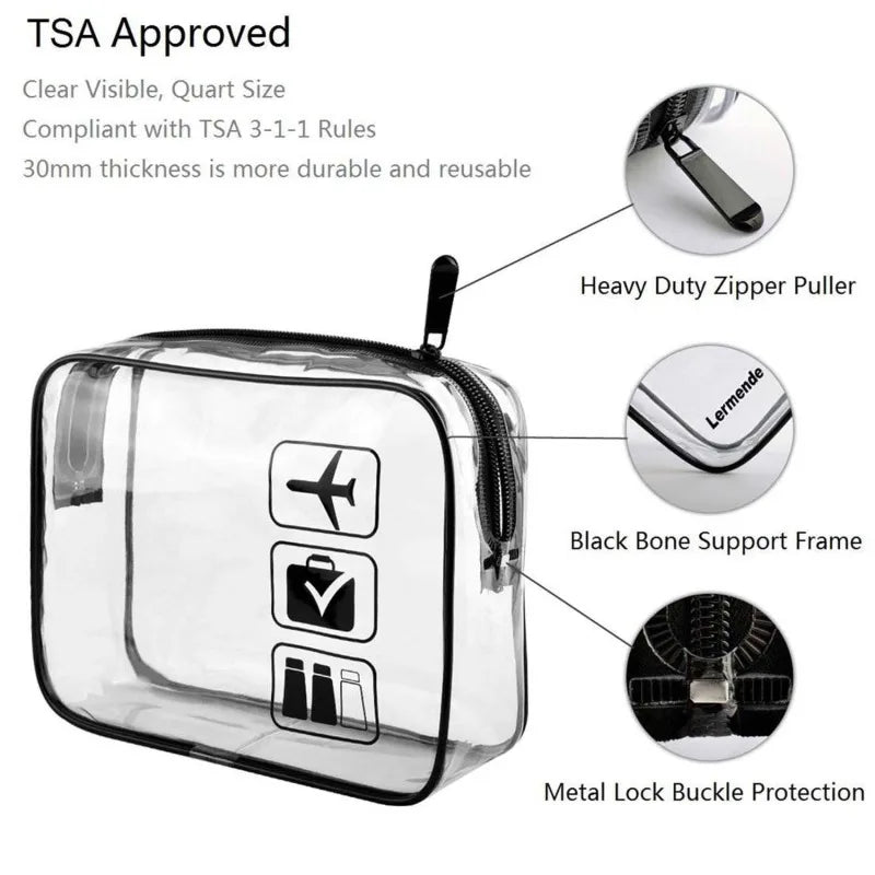 Clear PVC Cosmetic Bag – Waterproof Travel Toiletry Organizer for Makeup