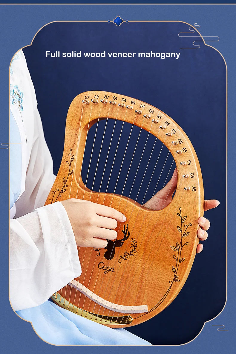Mahogany Lyre Harp – 21 String Wooden Musical Instrument for Folk Music