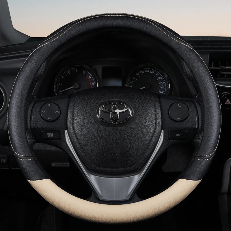 PU Leather Steering Wheel Cover – Non-Slip Grip for Universal Car Interior