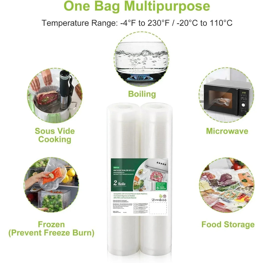 Embossed Vacuum Sealer Bags – Food Preservation Rolls for Sous Vide Cooking