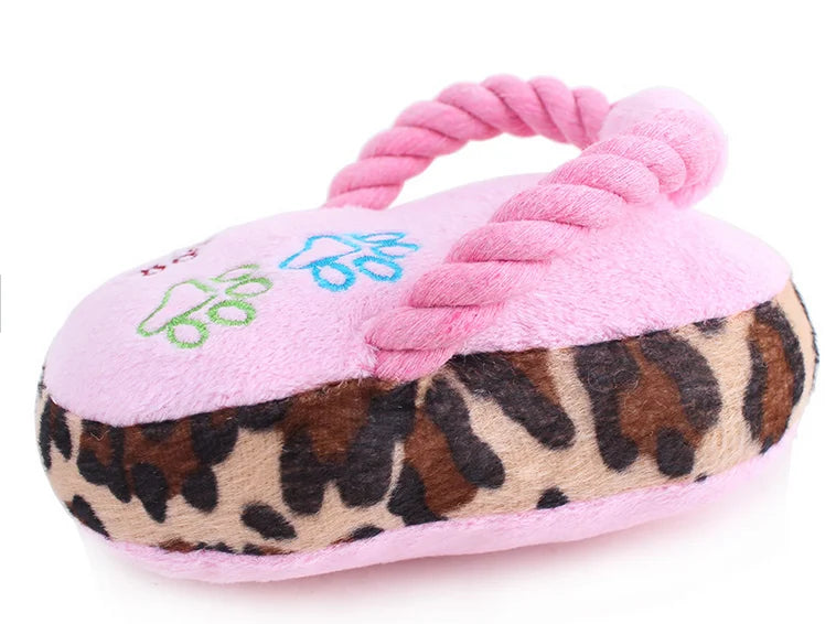 Plush Slipper Dog Toy – Durable Squeaky Rope Teether for Pet Boredom Relief