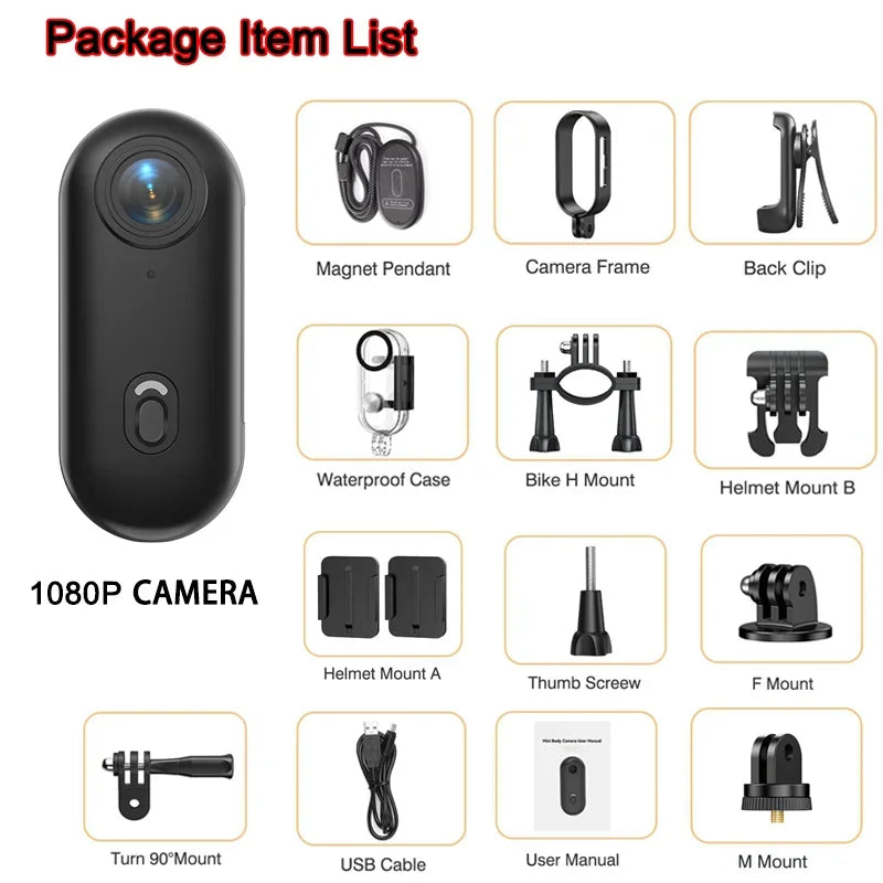 4K Mini Action Camera – Magnetic Wearable Cam for Outdoor Sports