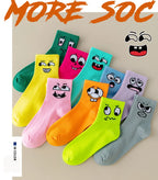 Cartoon Smiley Face Socks – Trendy Mid Tube Casual Wear for Women