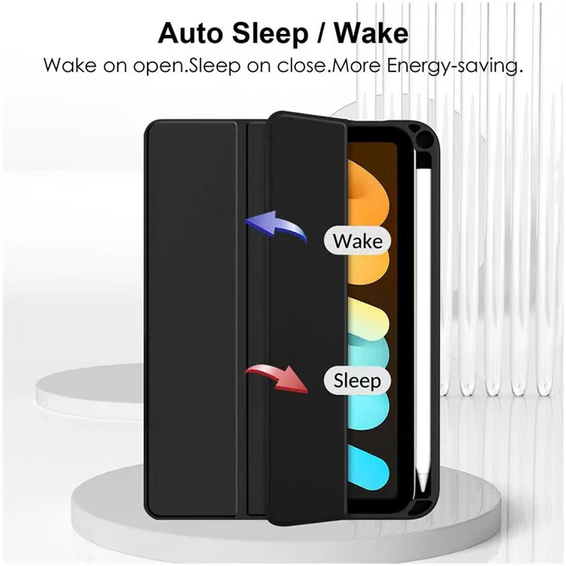 Acrylic Flip Tablet Case for iPad Mini 6 and 7 – Protective Cover with Pencil Holder