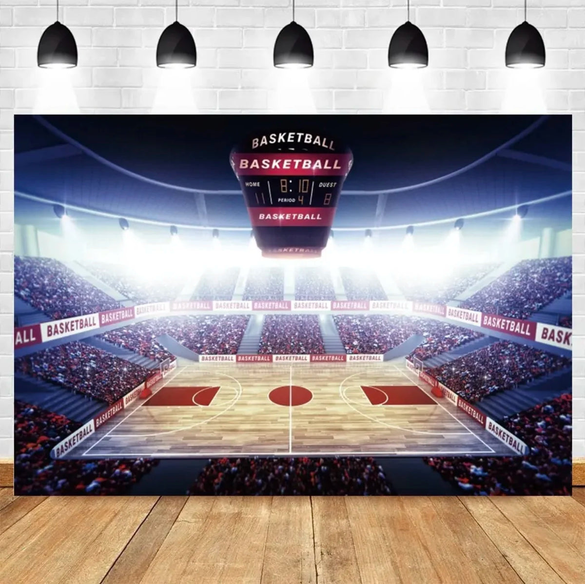 Basketball Stadium Photography Backdrop – Sport Theme for Kids Birthday Party