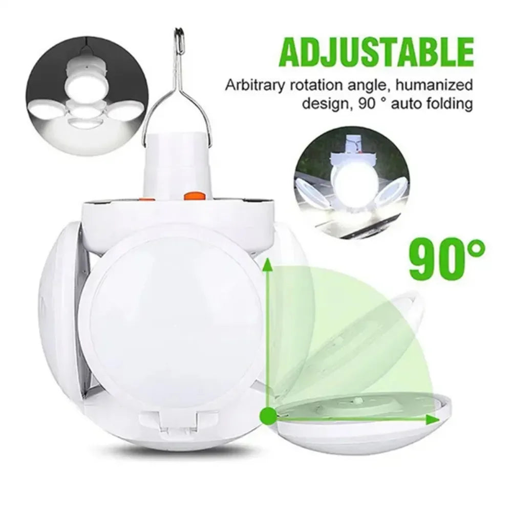 Portable Solar LED Folding Lantern – USB Rechargeable for Camping Emergency