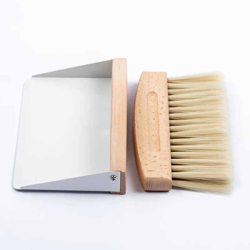 Mini Natural Wood Window Brush Set – Small Handheld Sweeper for Home Kitchen